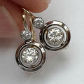 Round Zirconia Earrings with Vintage Setting in Silver Colour