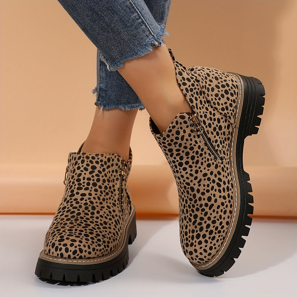 Ankle Boots with Side Zip and Sturdy Outsole