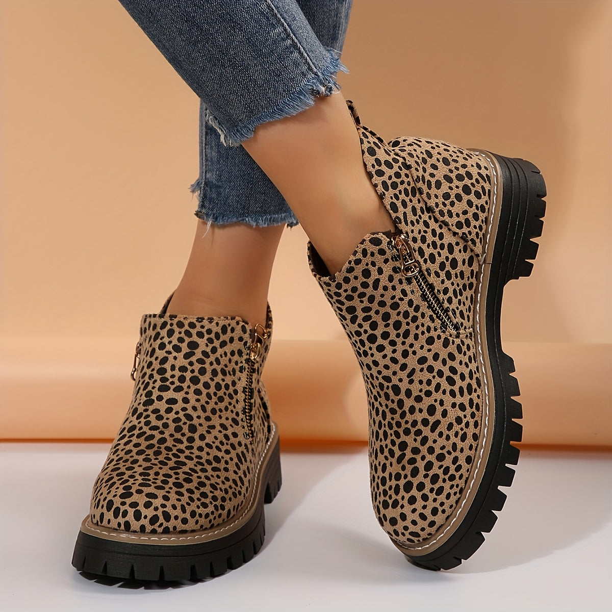 Ankle Boots with Side Zip and Sturdy Outsole