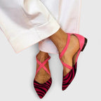 Zebra Print Ballerina Flats with Strap Detail