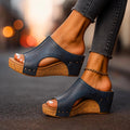 Cork Effect Wedge Sandals with Open Sided Slip On