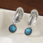 Vintage Oval Drop Earrings in Silver Colour with Graceful Shape