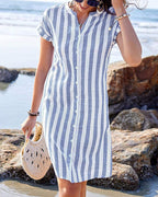 Striped Shirt Dress with Flattering Vertical Lines