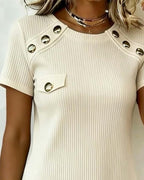 Round Neck Button Down Straight Dress