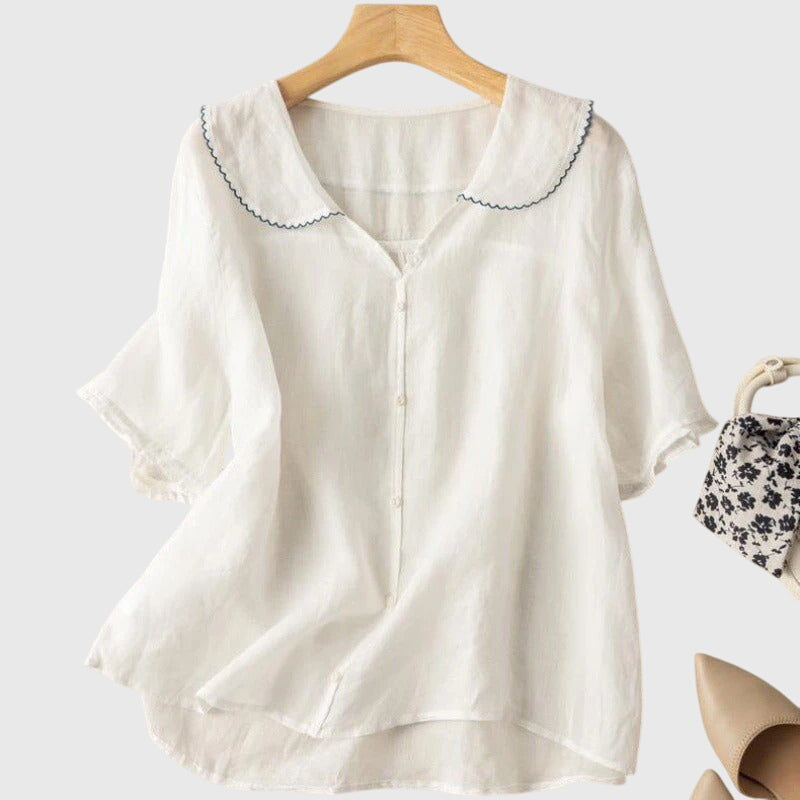 Lightweight Straight-Cut Blouse with Relaxed Drape
