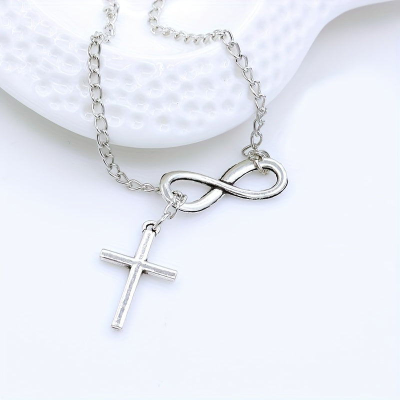Simple Infinity Cross Short Necklace in Gold Colour