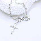 Simple Infinity Cross Short Necklace in Gold Colour