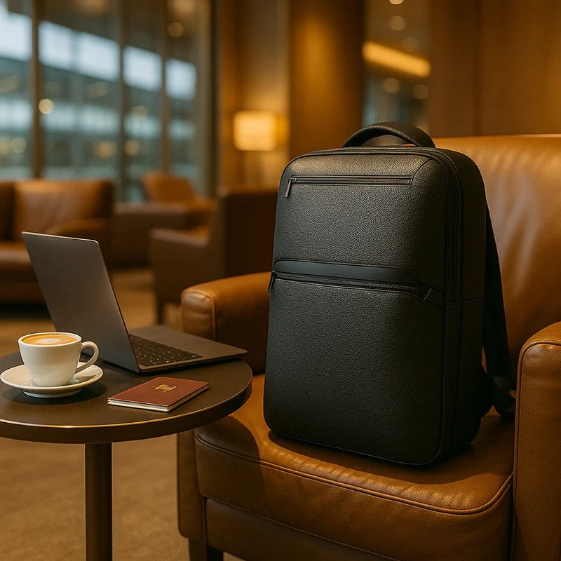 Spacious Faux Leather Laptop Backpack with Padded Straps