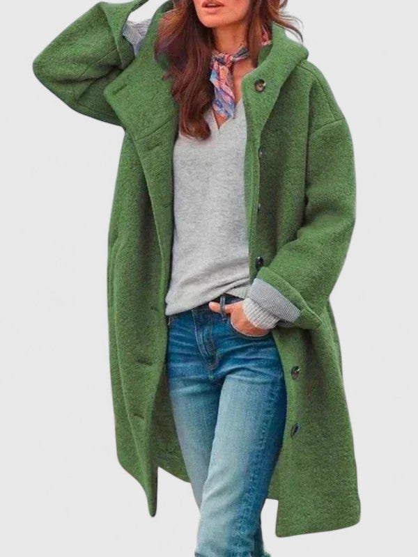 Hooded Coat with Soft Line and Front Pockets