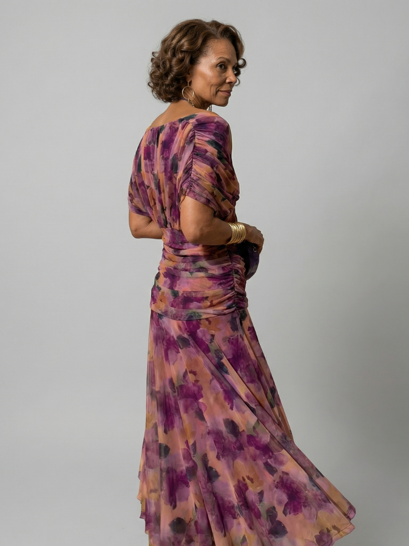 Off Shoulder Midi Dress with Draped Neckline