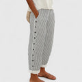 Nautical Stripe Trousers with Slimming Vertical Line