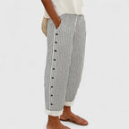 Nautical Stripe Trousers with Slimming Vertical Line