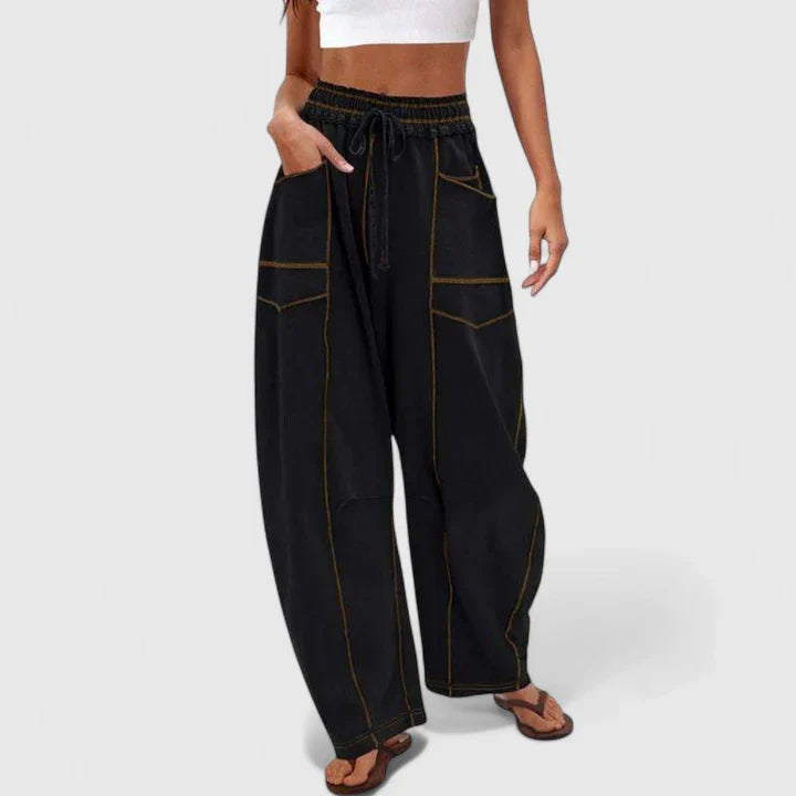 Baggy Leg Trousers with Easy Movement