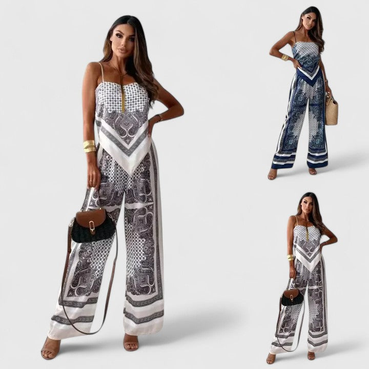 Fitted Two Piece Set with Tie Detail Trousers