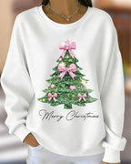 Sweatshirt med rund halsringning och festligt tryck