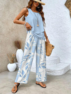 Conjunto de dos piezas fluido con pantalones de pierna ancha