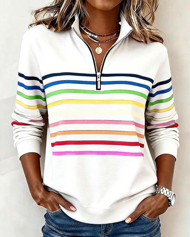 Regular Fit Half Zip Sweatshirt with Stand Collar