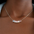 Teardrop Family Birth Month Stone Necklace for Mothers