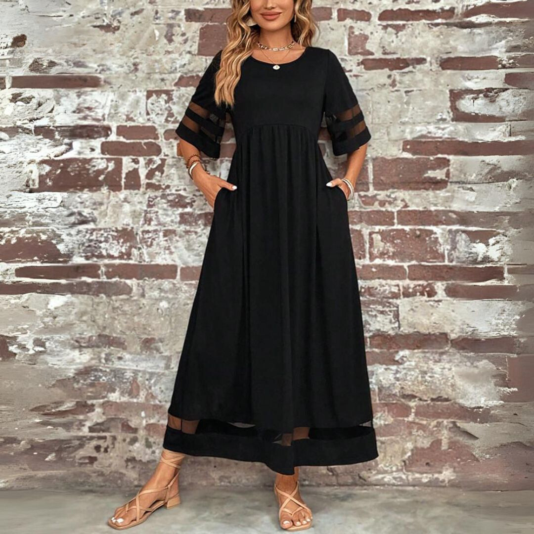 Midi Dress in Breathable Knit with Flowing Silhouette