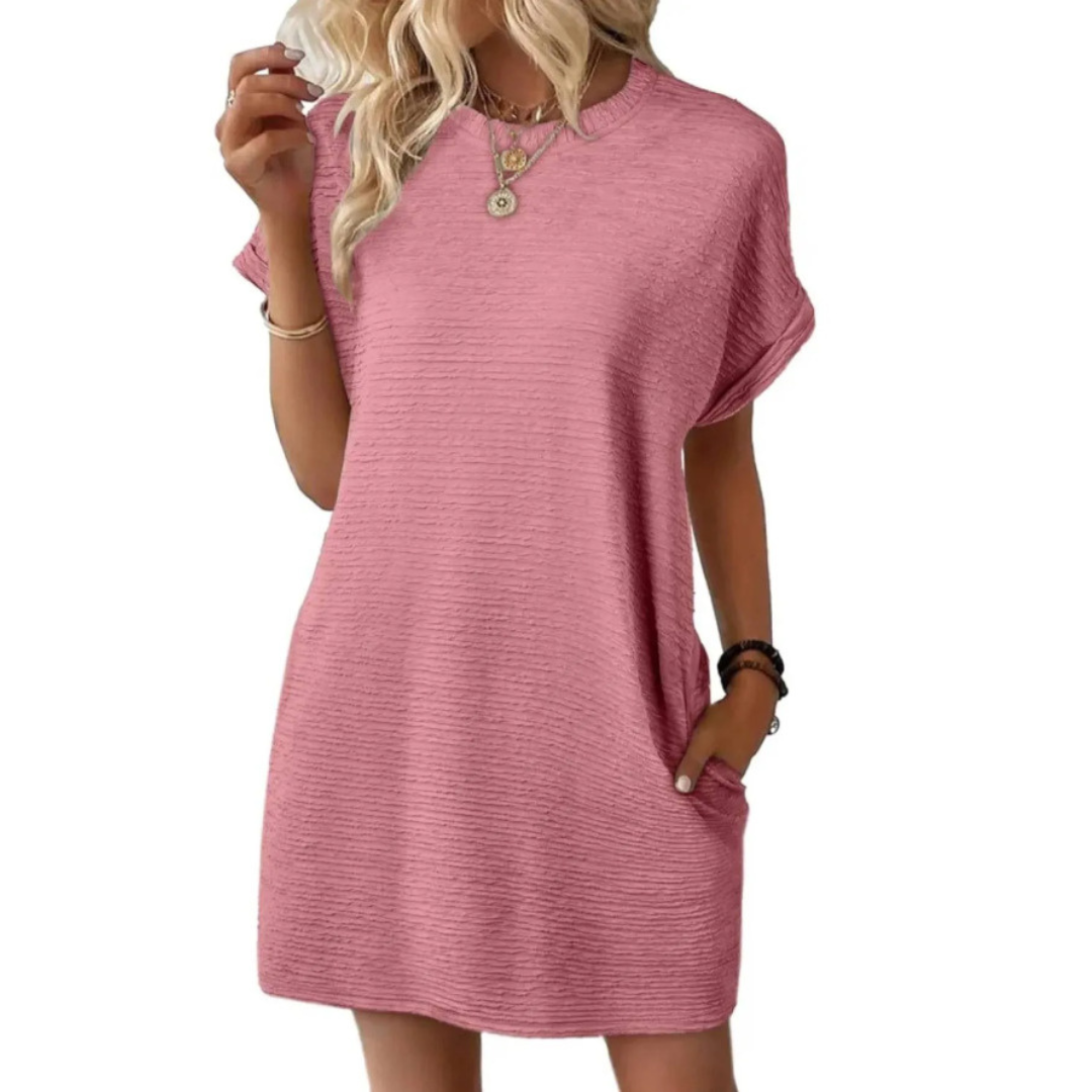 Round-Neck Dress with a Relaxed Fit for Warm Days