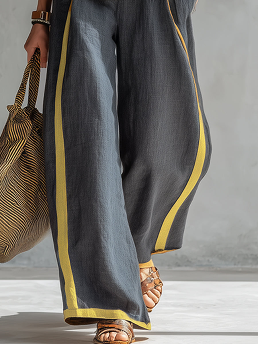 Conjunto de dos piezas de cuadros sin mangas con pantalones de pierna ancha