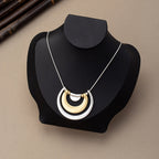 Modern Two-Tone Abstract Pendant Necklace with Sculptural Shape