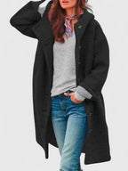 Hooded Coat with Soft Line and Front Pockets