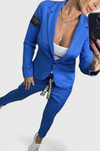 Blazer Two Piece Set with Elasticated Waist Trousers