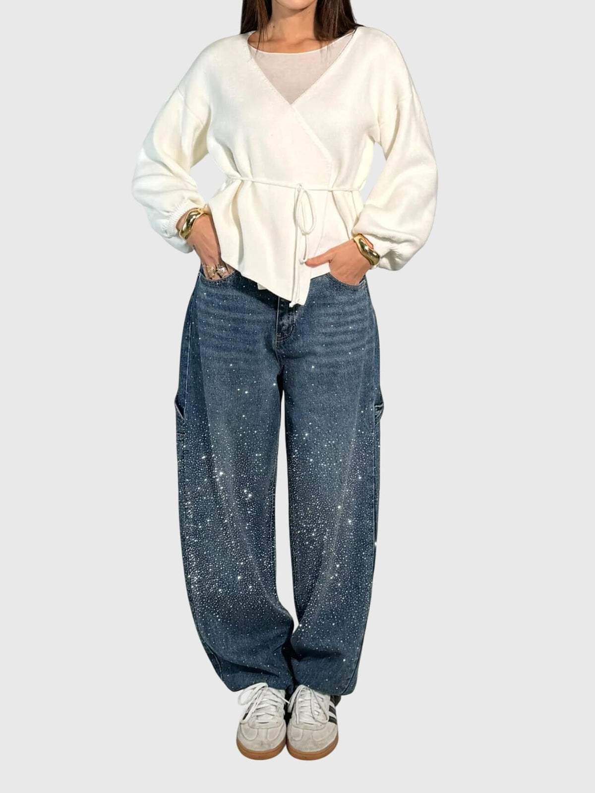 Relaxed Trousers with Sparkling Detail