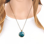 Vintage Ocean Wave Round Pendant Necklace with Coastal Feel