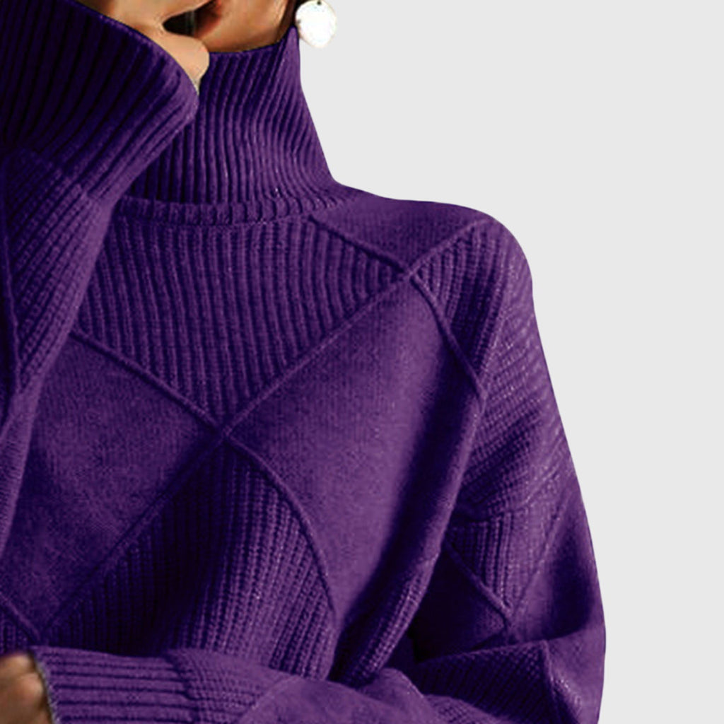 Geometric Pattern Turtleneck Jumper in Soft Knit
