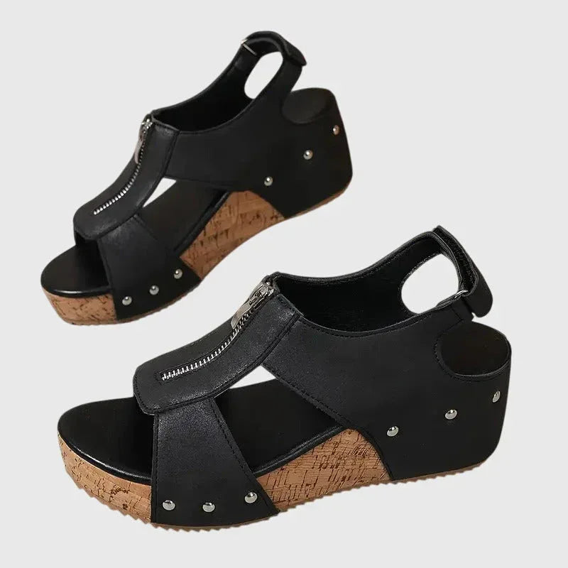Sandaler med dragkedja och dämpad innersula