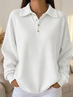 Polo Knit Jumper with Button Collar and Long Sleeves
