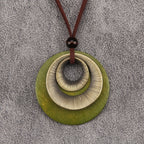 Vintage Layered Disc Long Pendant Necklace with Relaxed Drape