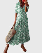 Boho V-Neck Summer Dress with Vintage Character