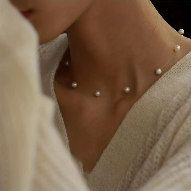 Minimalist White Faux Pearl Necklace with Clean Lines
