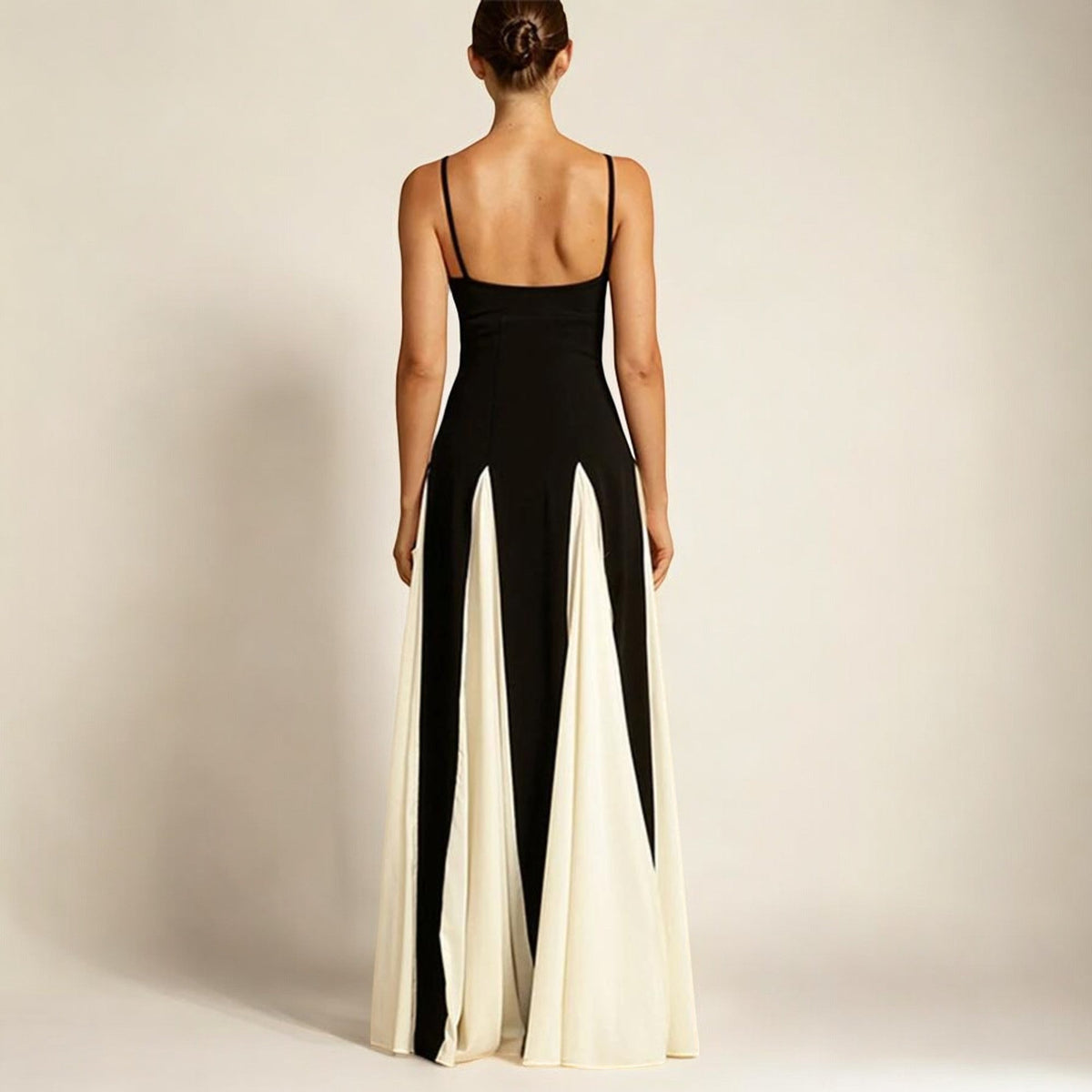 Strapless Maxi Dress with Contrast Stripe and Adjustable Straps