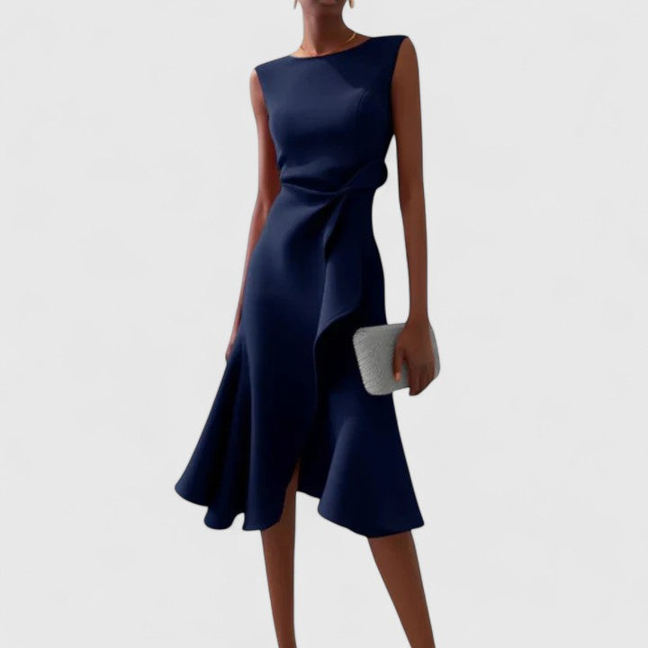 Asymmetric Dress with Modern Draped Cut