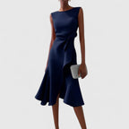 Asymmetric Dress with Modern Draped Cut
