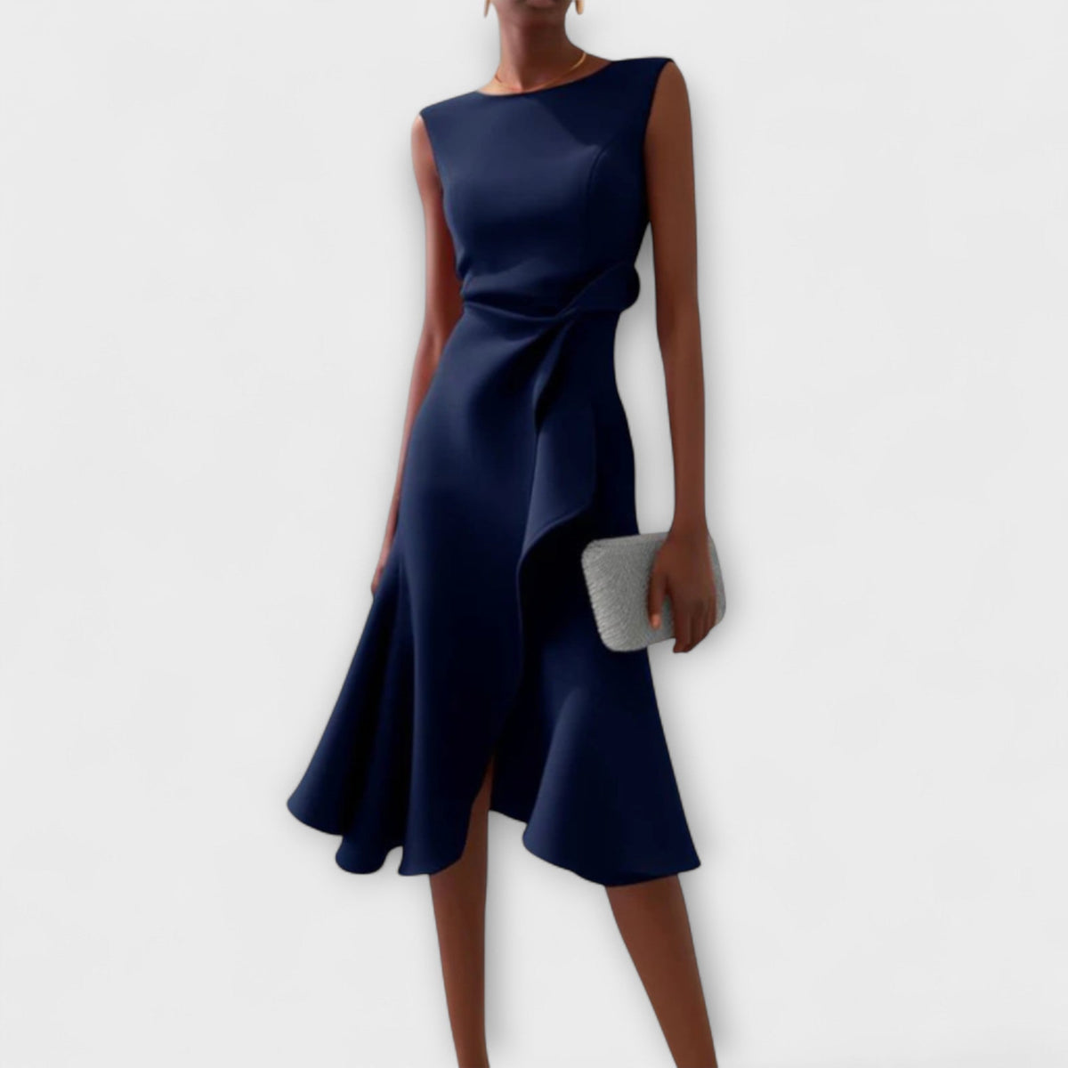Vestido midi entallado y femenino de silueta favorecedora