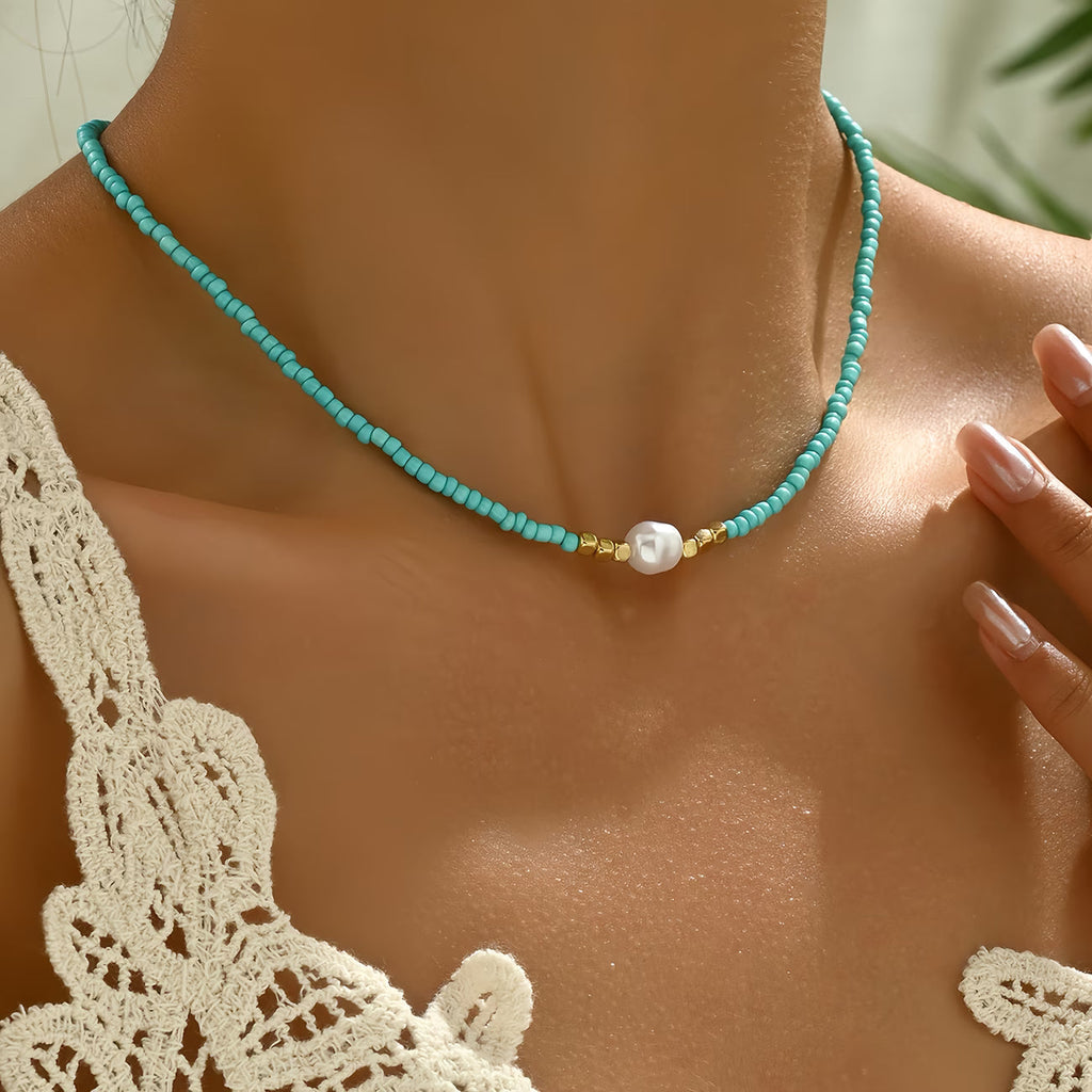 Minimal Faux Pearl Necklace with Extender Chain for Easy Fit