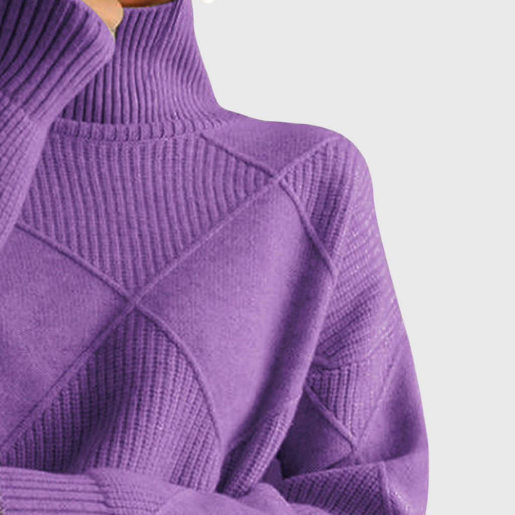 Geometric Pattern Turtleneck Jumper in Soft Knit