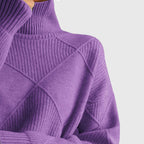 Geometric Pattern Turtleneck Jumper in Soft Knit