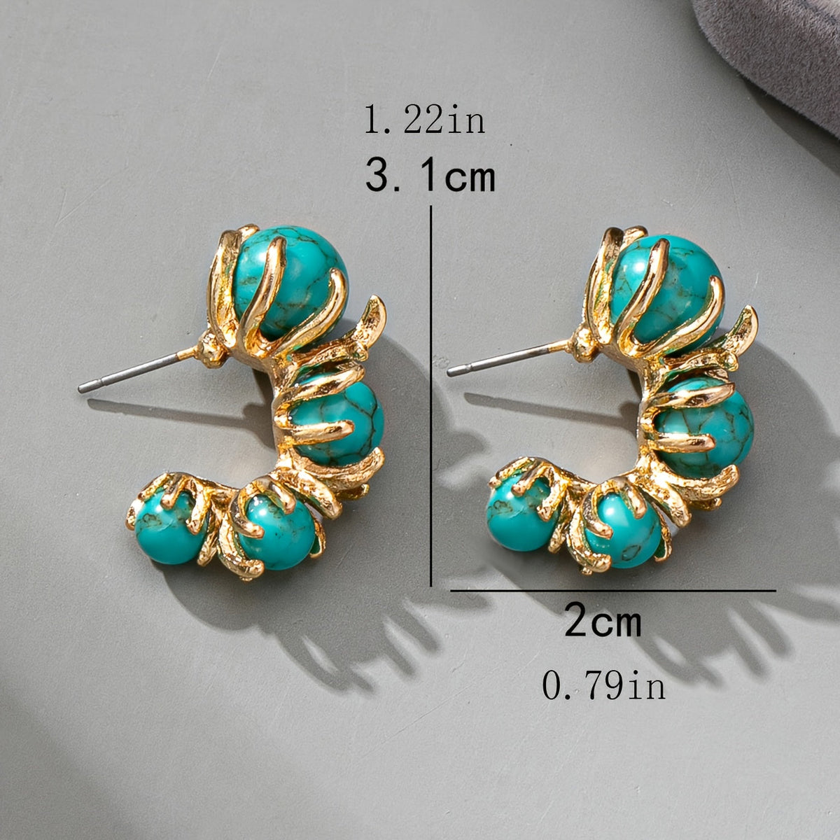 Vintage Blue-Green Beaded Flower Earrings with Boho Feel