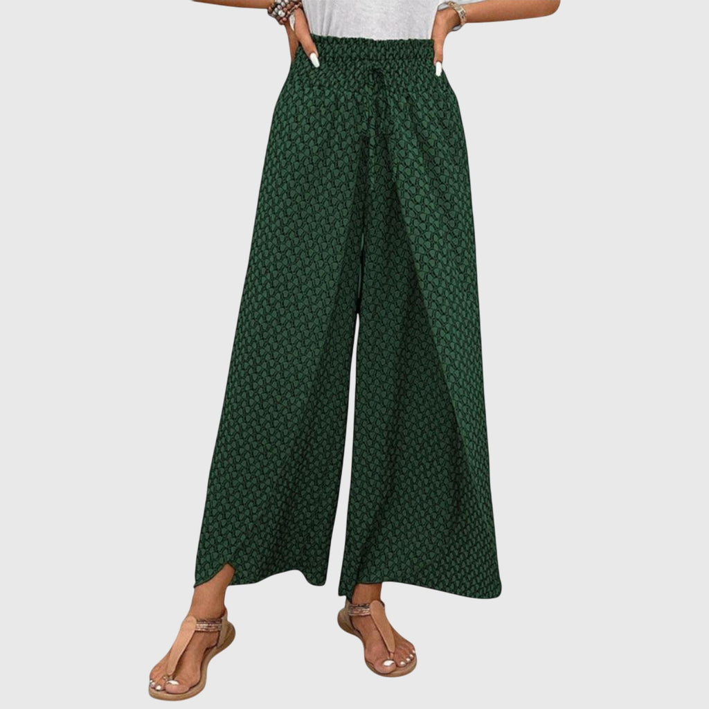 Pantalones palazzo de talle alto con pierna ancha y fluida