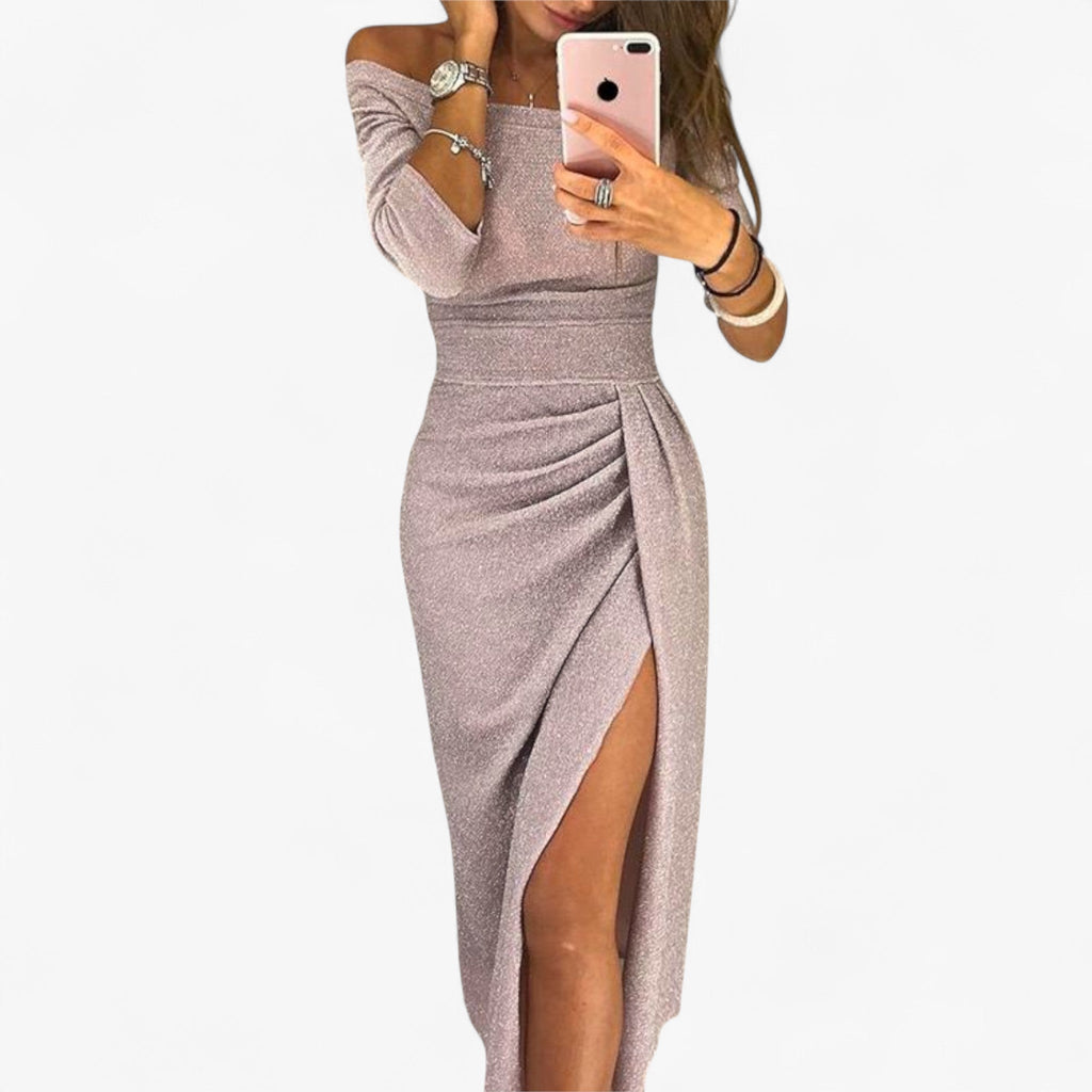 Off-Shoulder Evening Dress with Soft Flowing Silhouette