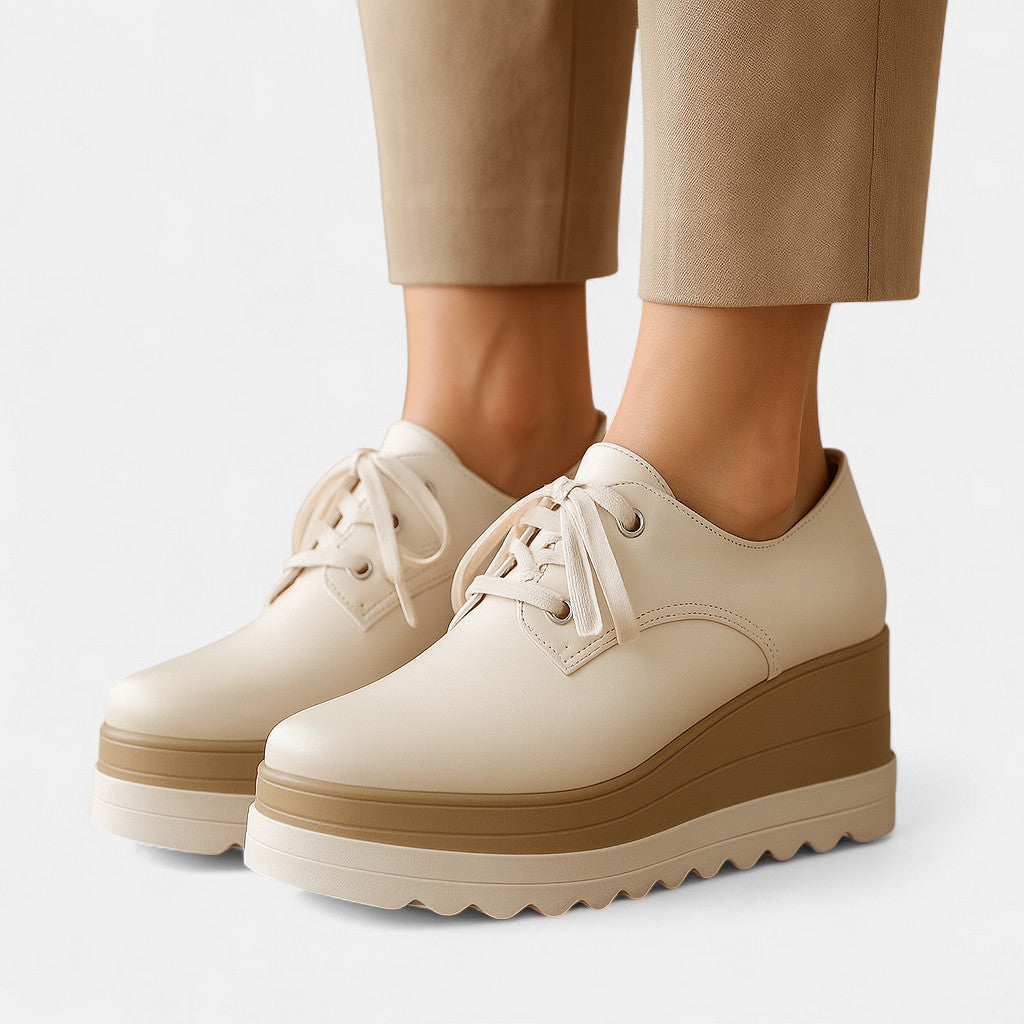 Lace Up Platform Derby Shoes with Square Toe
