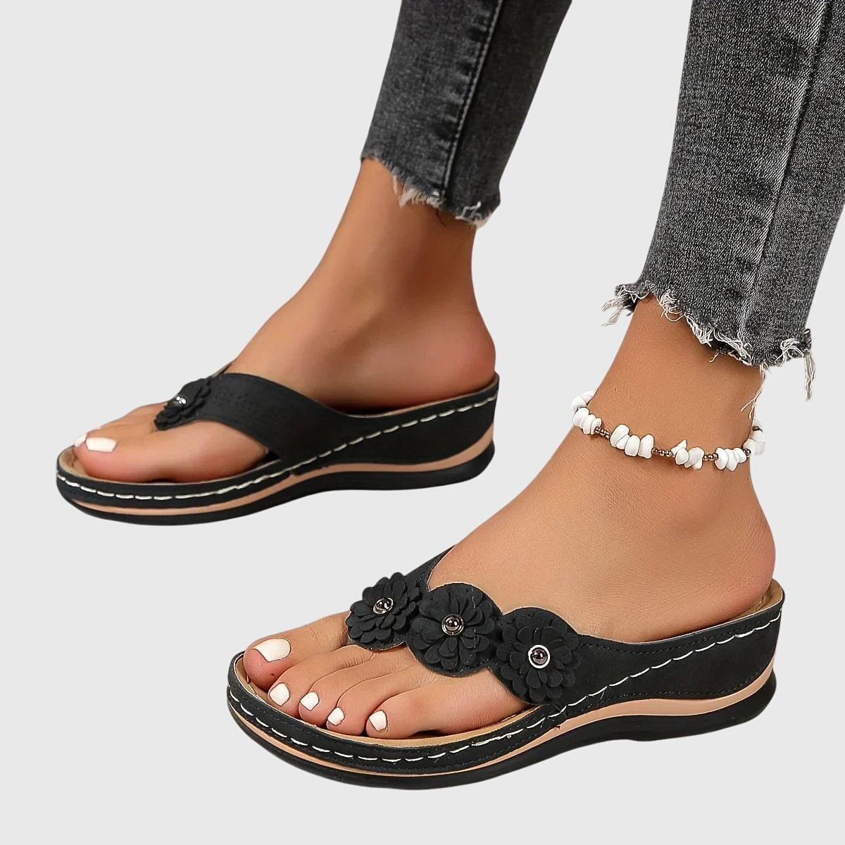 Contoured Flip Flops with Supportive Footbed