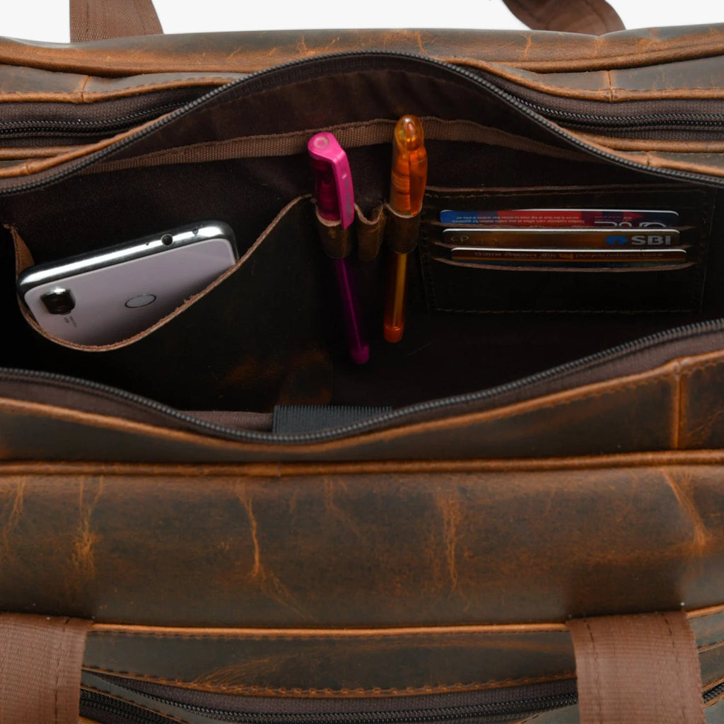 Faux Leather Document Bag with Detachable Shoulder Strap
