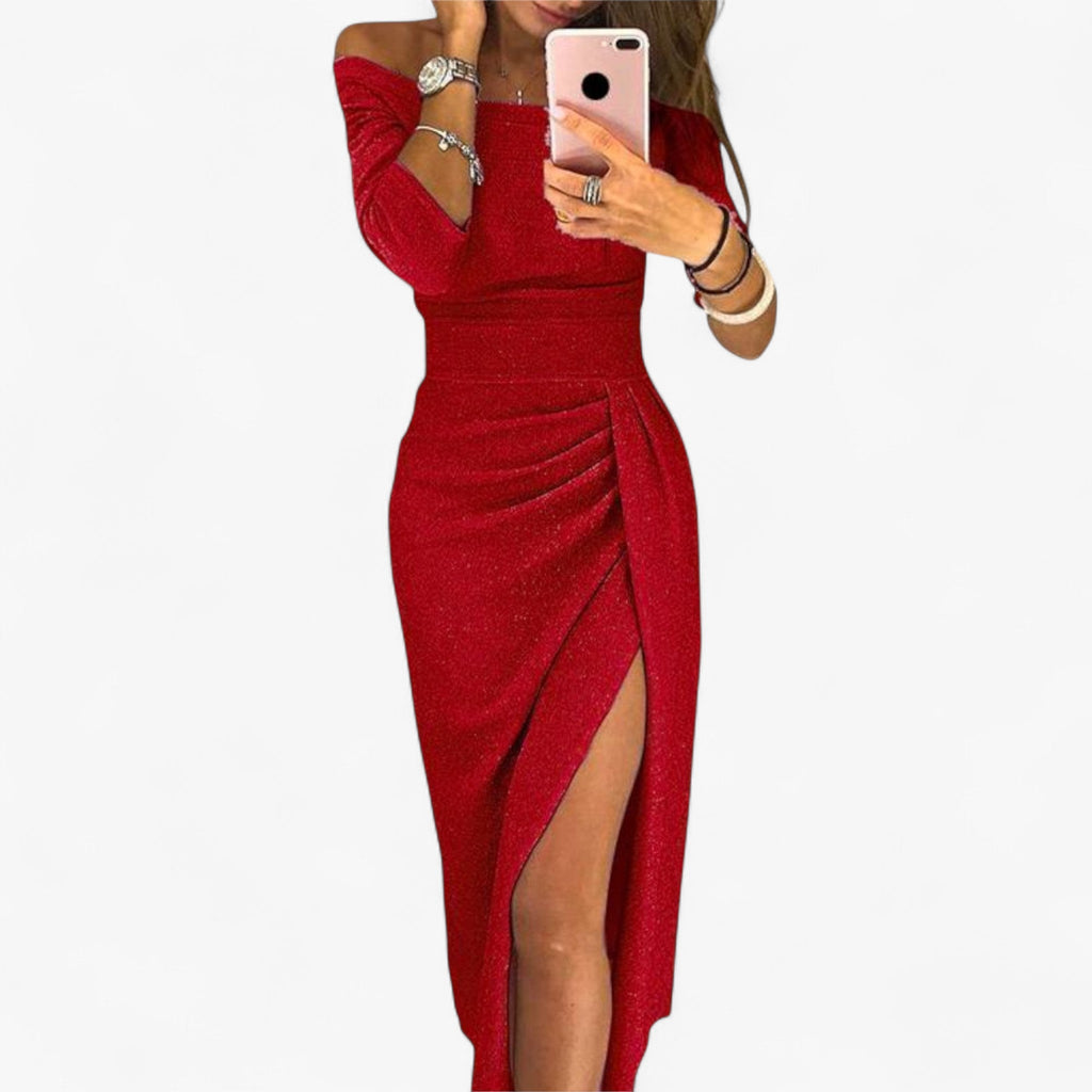 Off-Shoulder Evening Dress with Soft Flowing Silhouette